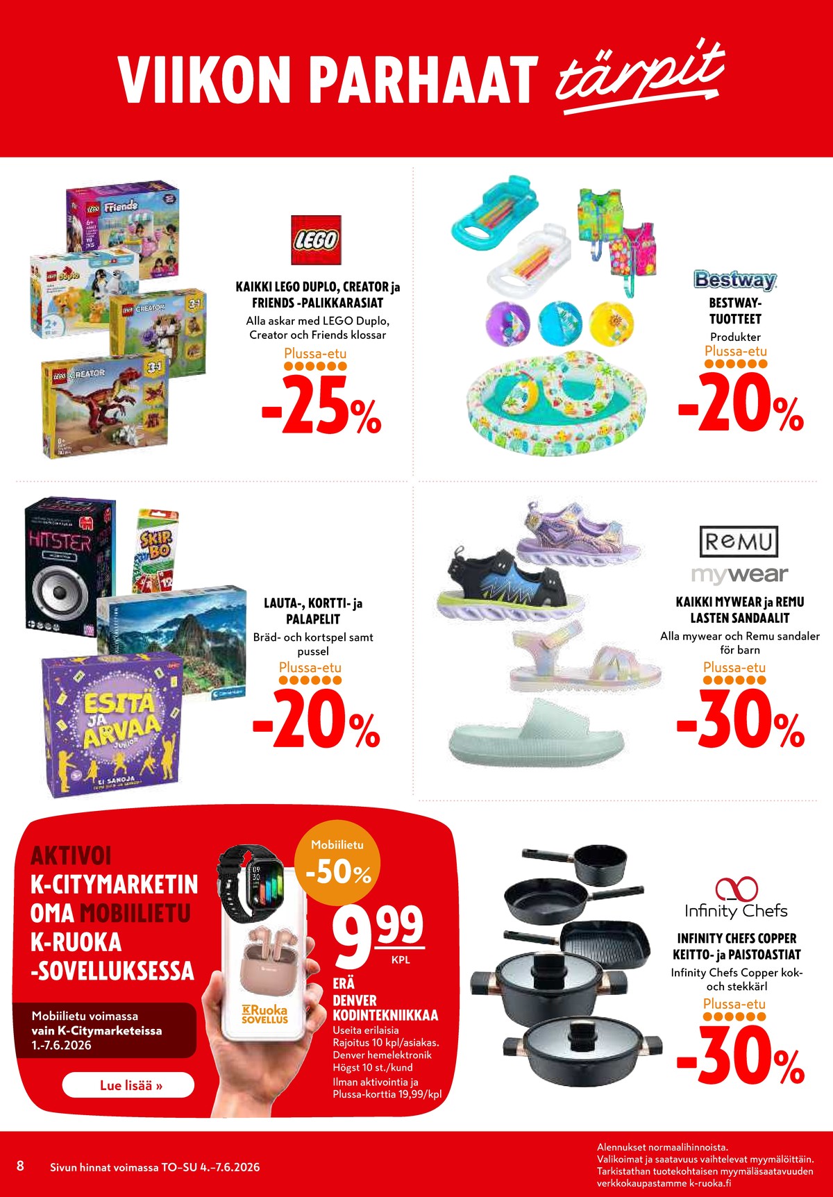 Katso ketjun K-Citymarket tarjouslehti viikolta 23 sivustolla Viikkotarjoukset.fi. Löydät monia hyviä tarjouksia erilaisista tuotteista. Lue tarjouslehti täältä! Sivu 8