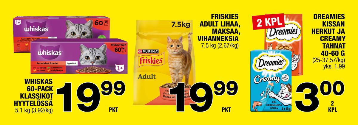 Katso ketjun Säästömarket tarjouslehti viikolta 24 sivustolla Viikkotarjoukset.fi. Löydät monia hyviä tarjouksia erilaisista tuotteista, esimerkiksi kissan makupalat dreamies tai kissan ruoka whiskas. Lue tarjouslehti täältä! Sivu 2
