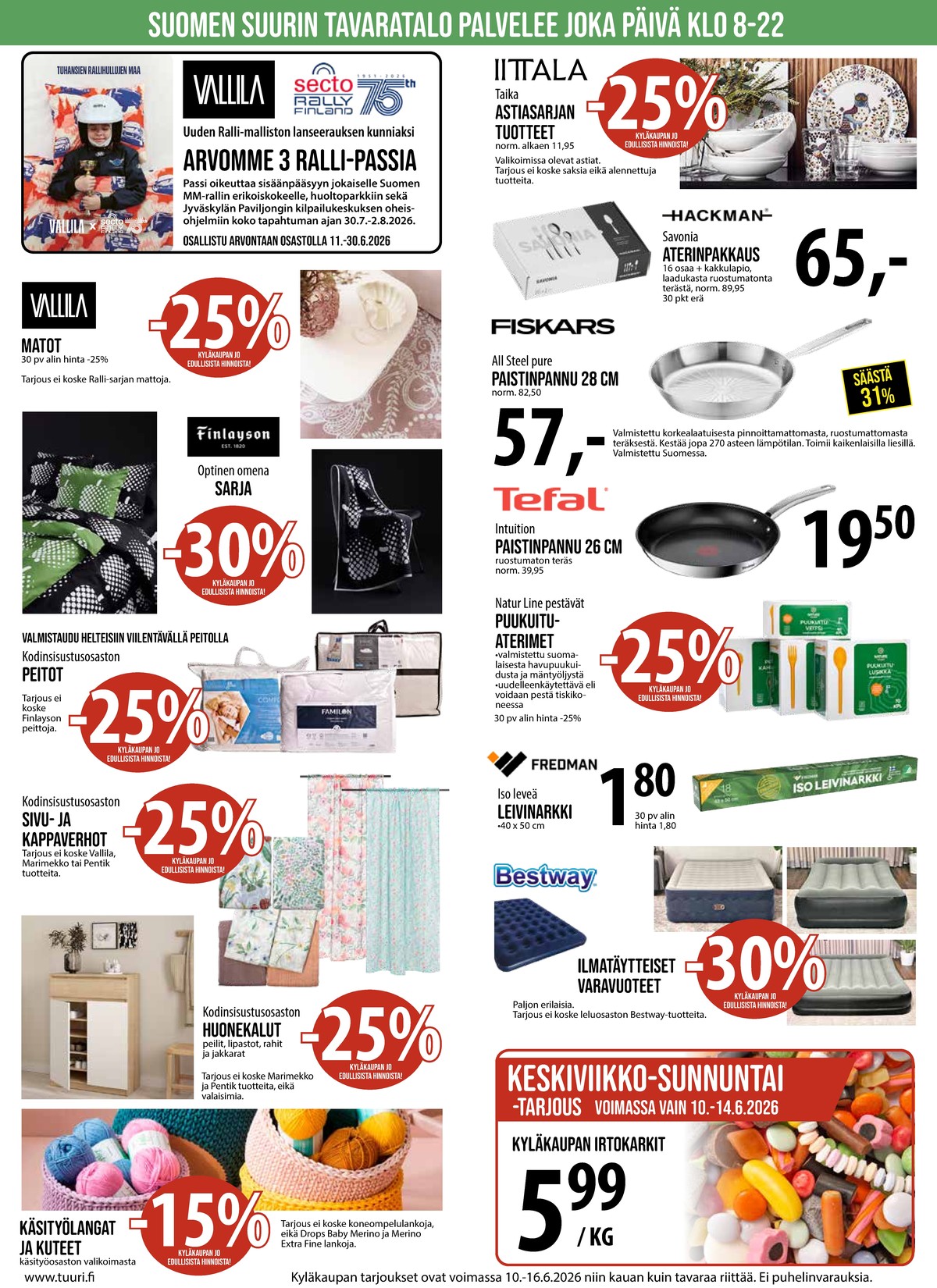 Katso ketjun Keskinen tarjouslehti viikolta 24 sivustolla Viikkotarjoukset.fi. Löydät monia hyviä tarjouksia erilaisista tuotteista. Lue tarjouslehti täältä! Sivu 3