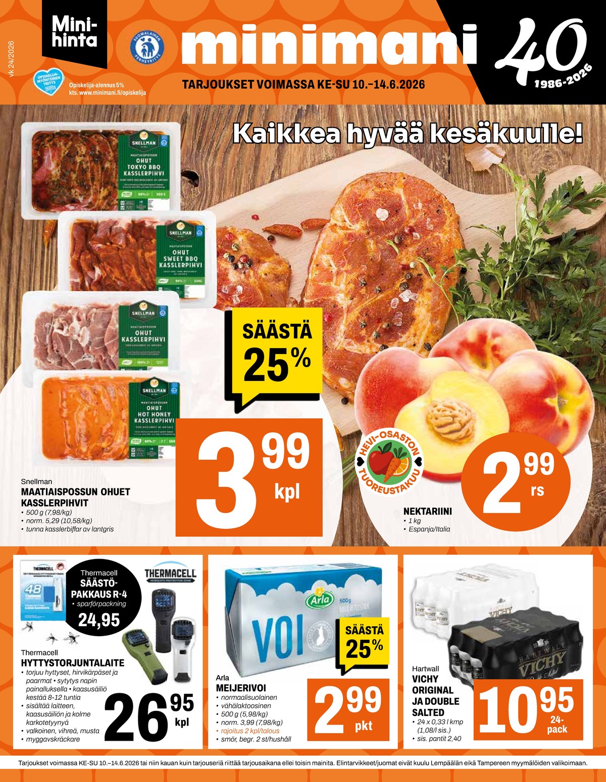Katso ketjun Minimani tarjouslehti viikolta 24 sivustolla Viikkotarjoukset.fi. Löydät monia hyviä tarjouksia erilaisista tuotteista. Lue tarjouslehti täältä! Sivu 1