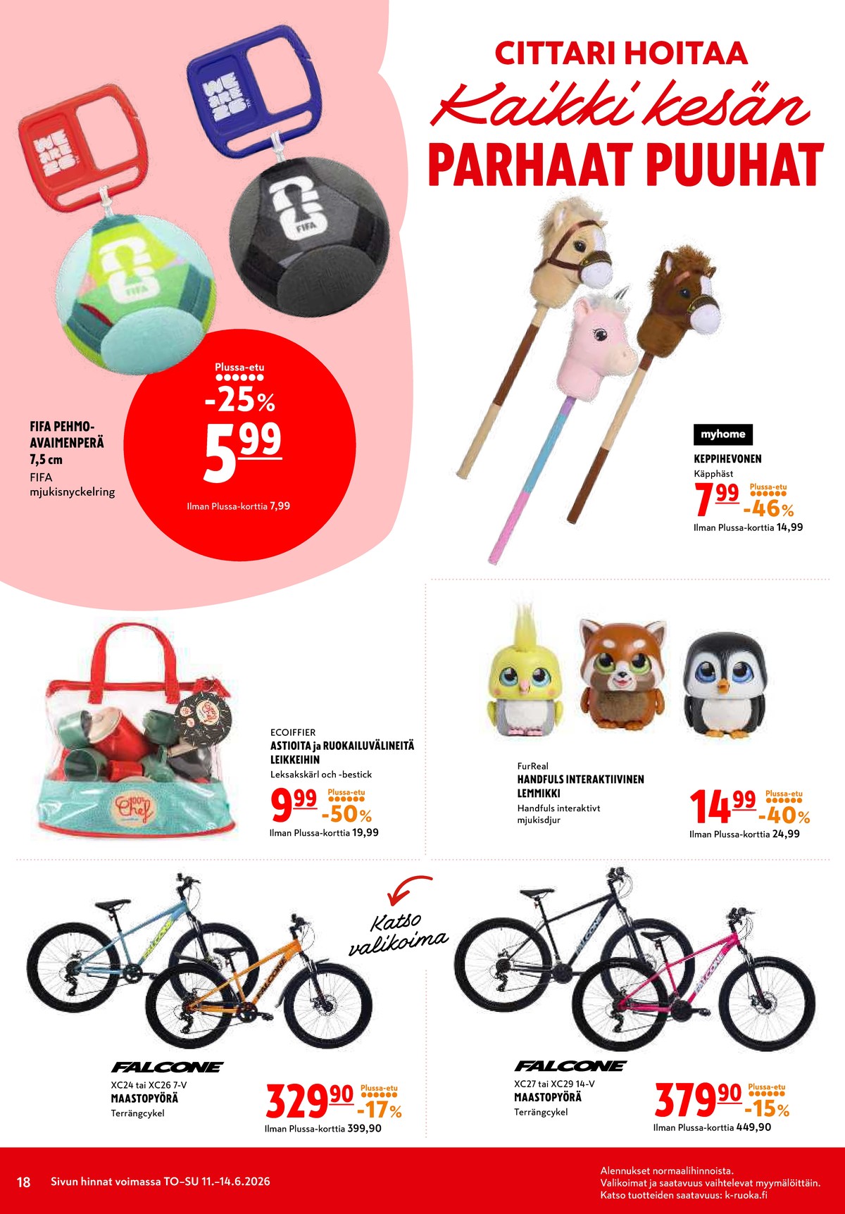 Katso ketjun K-Citymarket tarjouslehti viikolta 24 sivustolla Viikkotarjoukset.fi. Löydät monia hyviä tarjouksia erilaisista tuotteista, esimerkiksi %product1% tai muista tuotteista. Lue tarjouslehti täältä! Sivu 18