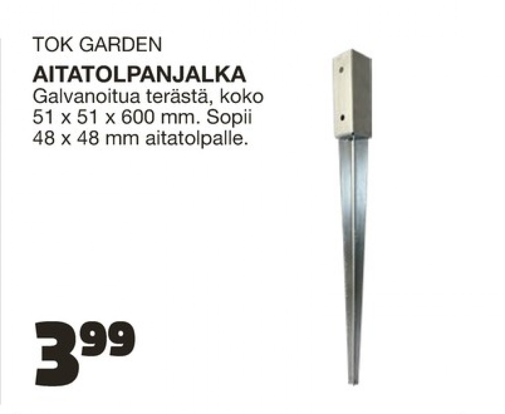 Tarjoukset ja hintavertailu haulla TOK Garden, , Aitatolpan jalat 0.000 kpl 1 kappale €3.99