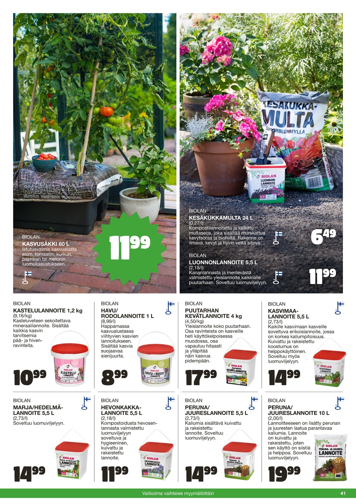 Katso ketjun Tokmanni tarjouslehti viikolta 25 sivustolla Viikkotarjoukset.fi. Löydät monia hyviä tarjouksia erilaisista tuotteista. Lue tarjouslehti täältä! Sivu 41