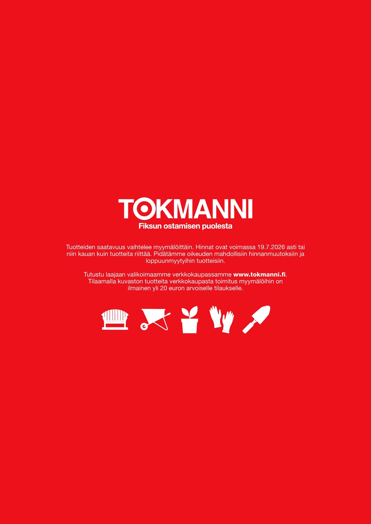 Katso ketjun Tokmanni tarjouslehti viikolta 25 sivustolla Viikkotarjoukset.fi. Löydät monia hyviä tarjouksia erilaisista tuotteista. Lue tarjouslehti täältä! Sivu 100