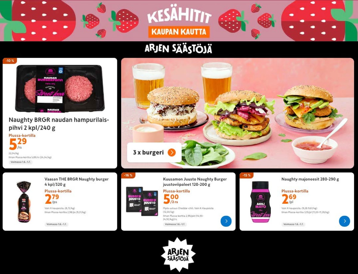 Katso ketjun K-Market tarjouslehti viikolta 25 sivustolla Viikkotarjoukset.fi. Löydät monia hyviä tarjouksia erilaisista tuotteista, esimerkiksi viipalejuustot kuusamo tai hampurilaissämpylät vaasan. Lue tarjouslehti täältä! Sivu 1