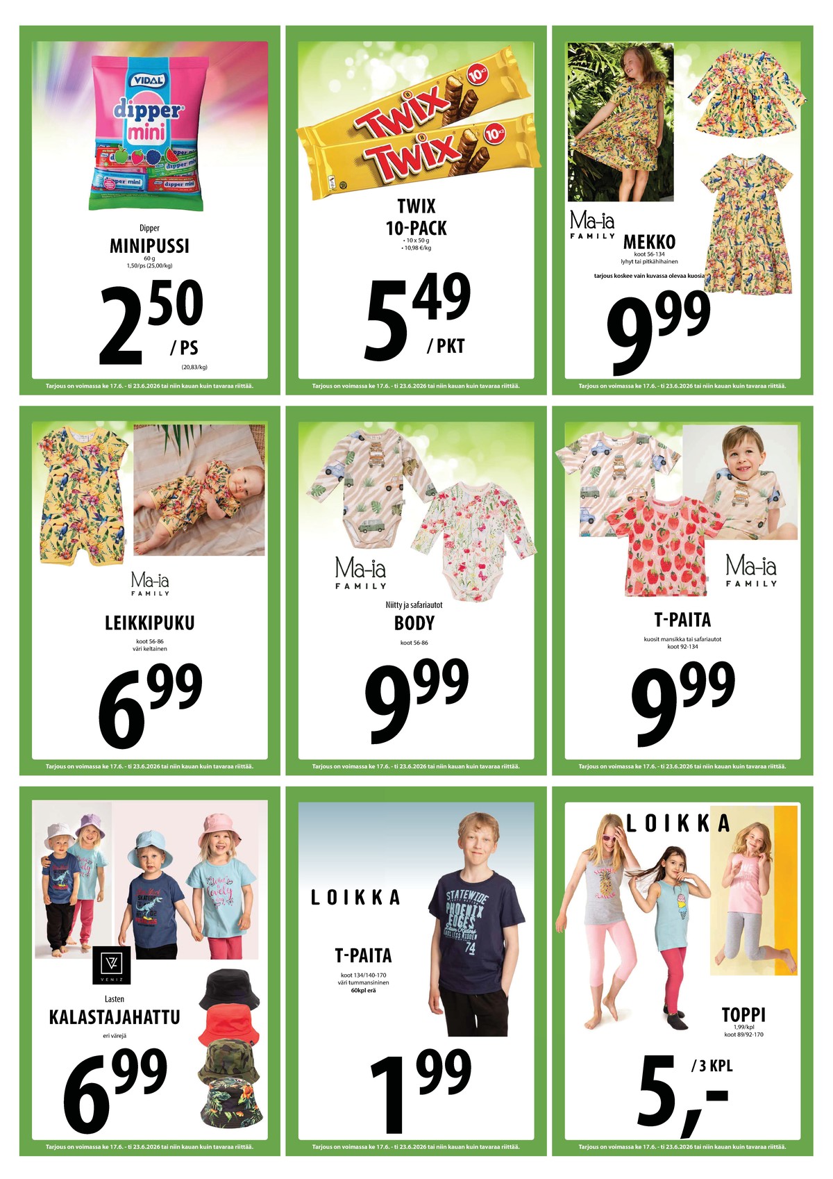 Katso ketjun Keskinen tarjouslehti viikolta 25 sivustolla Viikkotarjoukset.fi. Löydät monia hyviä tarjouksia erilaisista tuotteista. Lue tarjouslehti täältä! Sivu 24