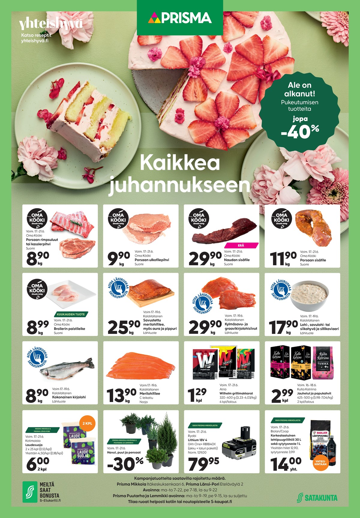 Katso ketjun Prisma region tarjouslehti viikolta 25 sivustolla Viikkotarjoukset.fi. Löydät monia hyviä tarjouksia erilaisista tuotteista. Lue tarjouslehti täältä! Sivu 1
