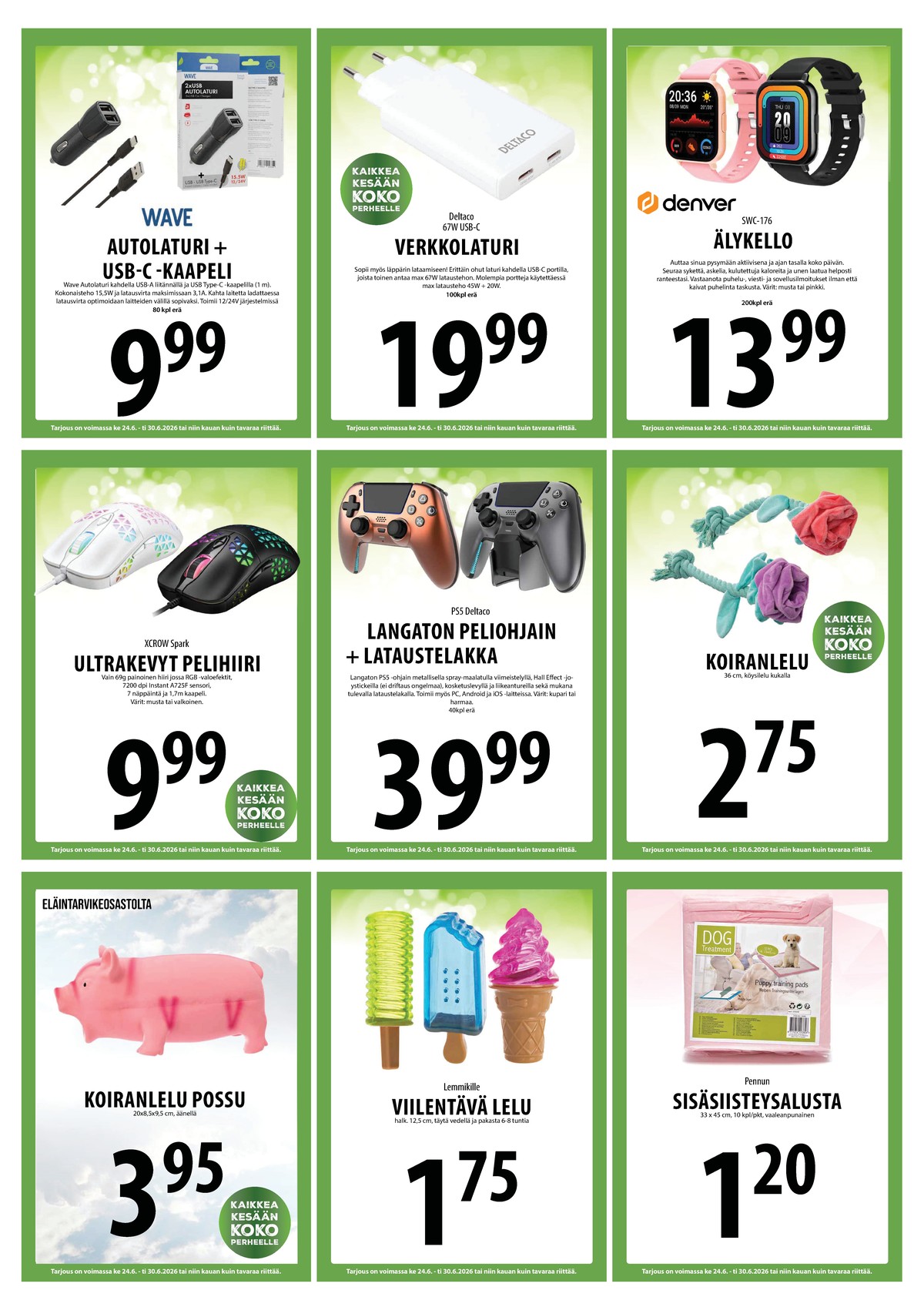 Katso ketjun Keskinen tarjouslehti viikolta 26 sivustolla Viikkotarjoukset.fi. Löydät monia hyviä tarjouksia erilaisista tuotteista. Lue tarjouslehti täältä! Sivu 28