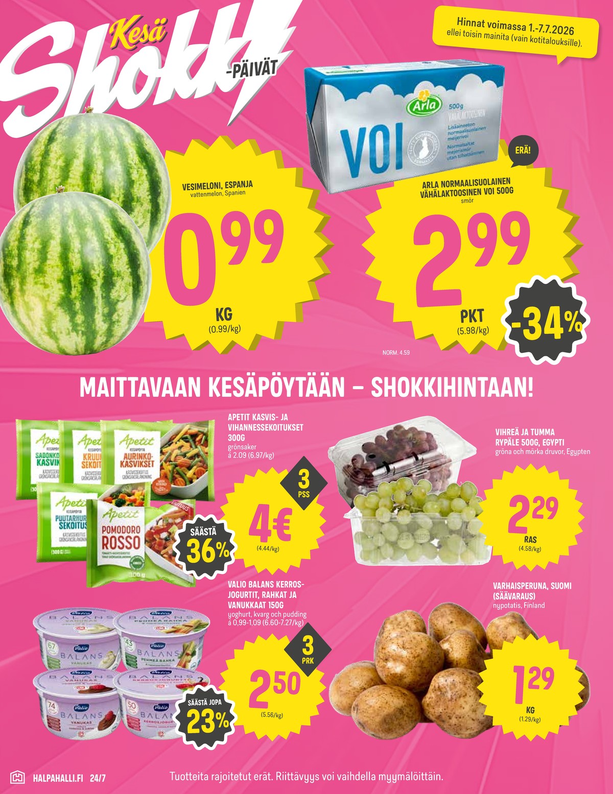 Katso ketjun Halpa Halli tarjouslehti viikolta 27 sivustolla Viikkotarjoukset.fi. Löydät monia hyviä tarjouksia erilaisista tuotteista. Lue tarjouslehti täältä! Sivu 2