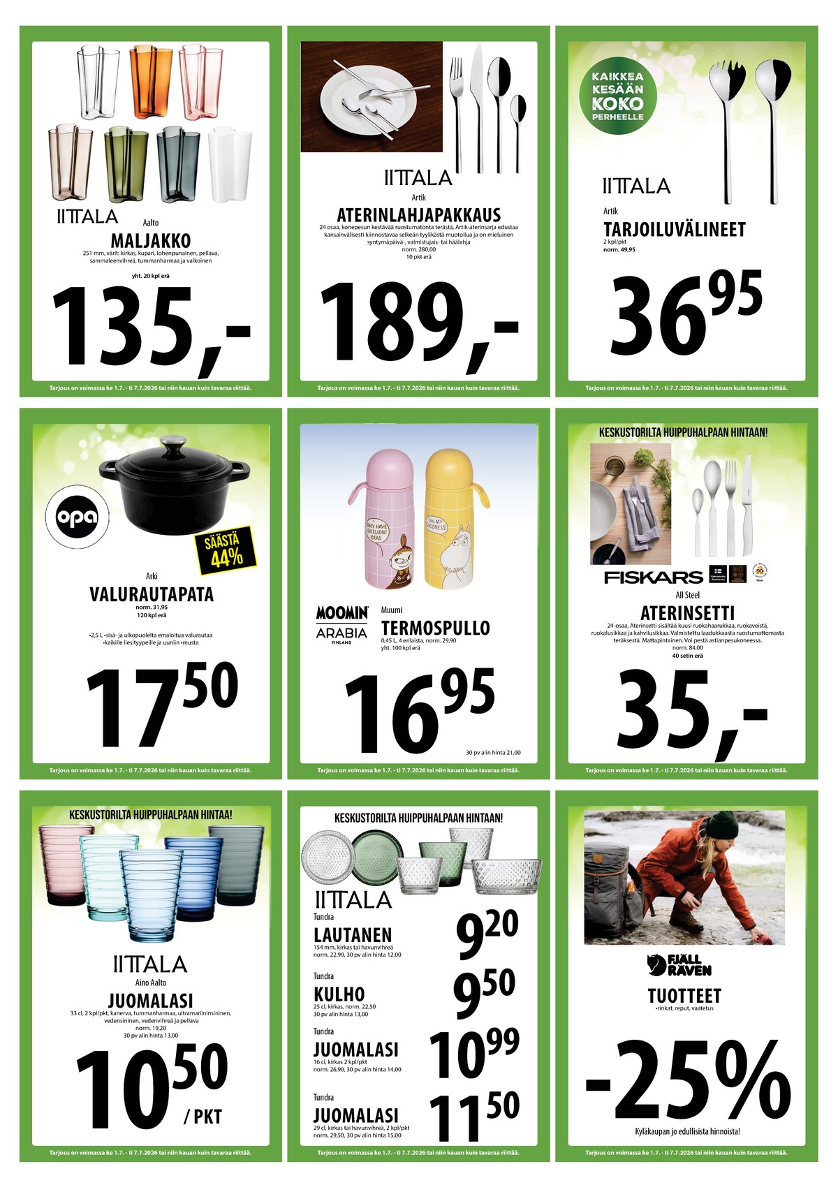 Katso ketjun Keskinen tarjouslehti viikolta 27 sivustolla Viikkotarjoukset.fi. Löydät monia hyviä tarjouksia erilaisista tuotteista. Lue tarjouslehti täältä! Sivu 33