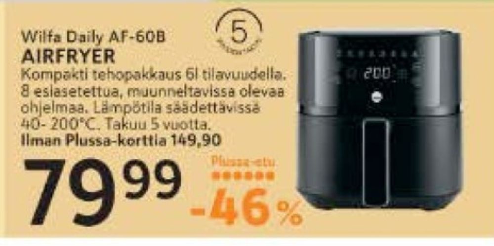 Tarjoukset ja hintavertailu haulla Wilfa, , Airfryer 0.000 kpl 1 kappale €79.99