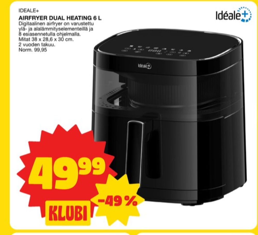 Tarjoukset ja hintavertailu haulla Ideale, , Airfryer 0.000 kpl 1 kappale €49.99