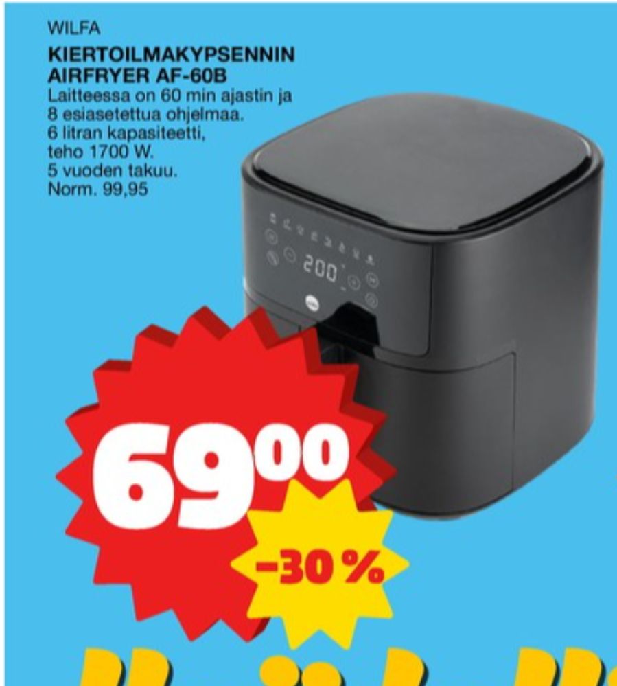 Tarjoukset ja hintavertailu haulla Wilfa, , Airfryer 0.000 kpl 1 kappale €69.00