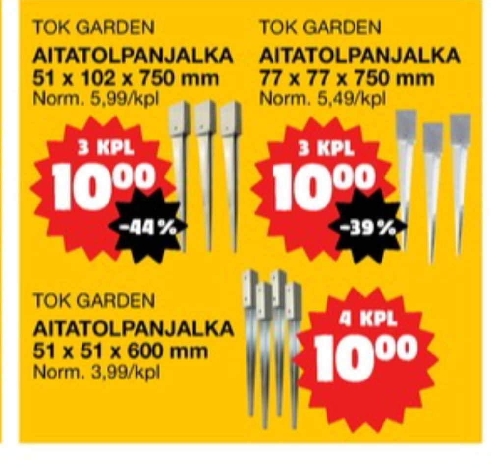 Tarjoukset ja hintavertailu haulla TOK Garden, , Aitatolpan jalat 0.000 kpl 3 kappale €10.00