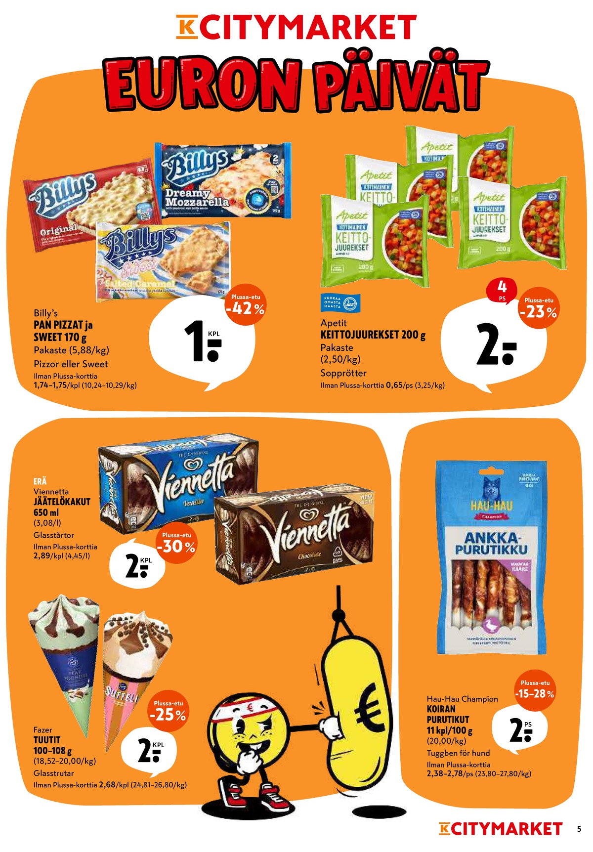 Katso ketjun K-Citymarket tarjouslehti viikolta 29 sivustolla Viikkotarjoukset.fi. Löydät monia hyviä tarjouksia erilaisista tuotteista. Lue tarjouslehti täältä! Sivu 5