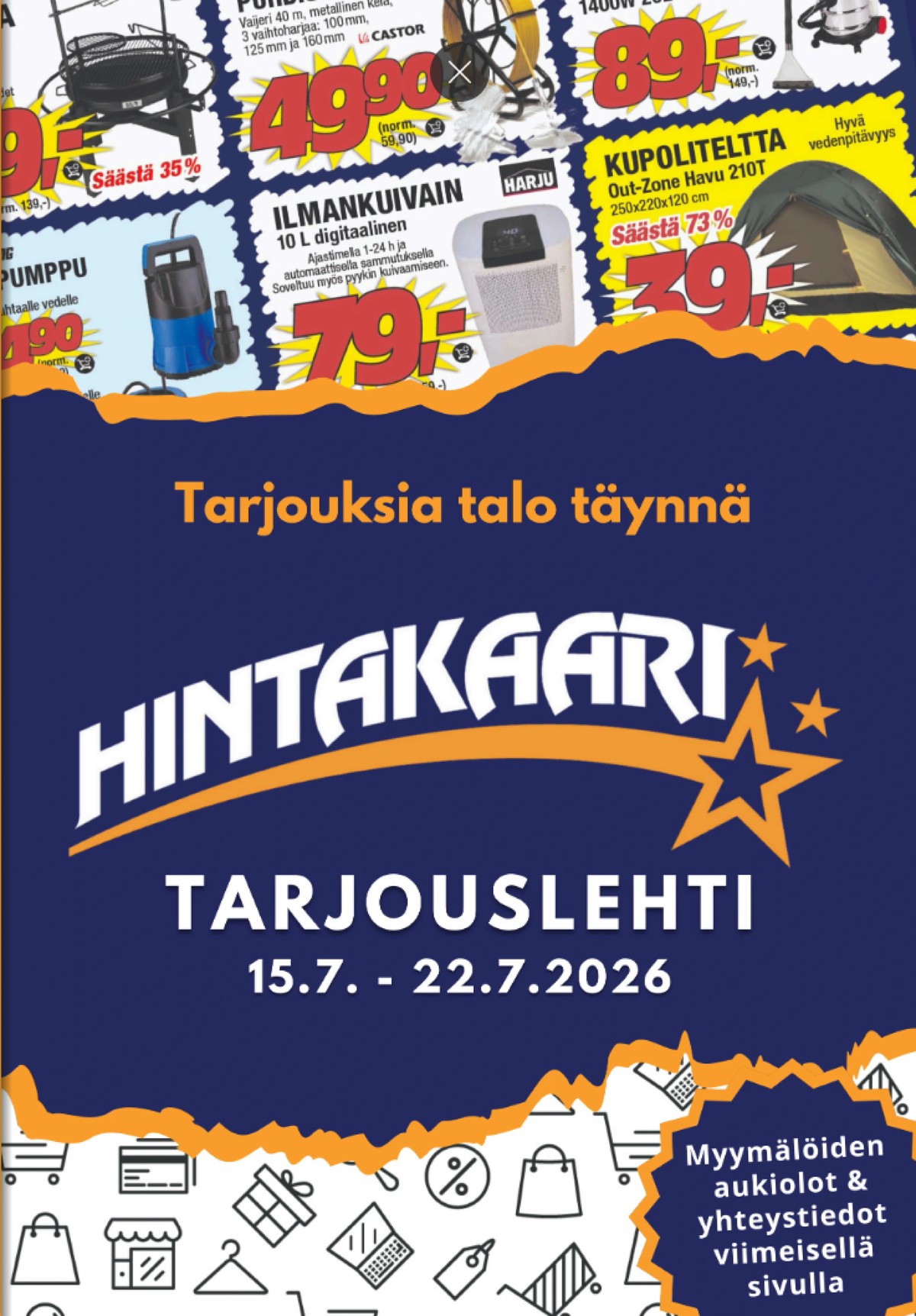 Katso ketjun Hintakaari tarjouslehti viikolta 29 sivustolla Viikkotarjoukset.fi. Löydät monia hyviä tarjouksia erilaisista tuotteista. Lue tarjouslehti täältä! Sivu 1
