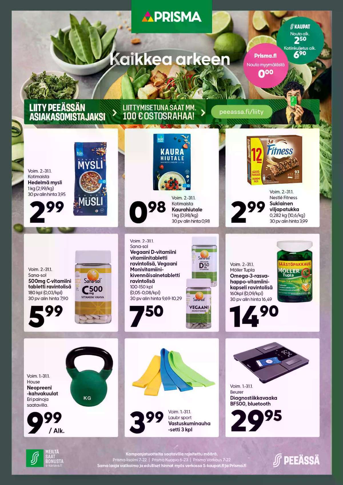 Katso ketjun Prisma region tarjouslehti viikolta 3 sivustolla Viikkotarjoukset.fi. Löydät monia hyviä tarjouksia erilaisista tuotteista, esimerkiksi myslit kotimaista tai kaurahiutaleet kotimaista. Lue tarjouslehti täältä! Sivu 1