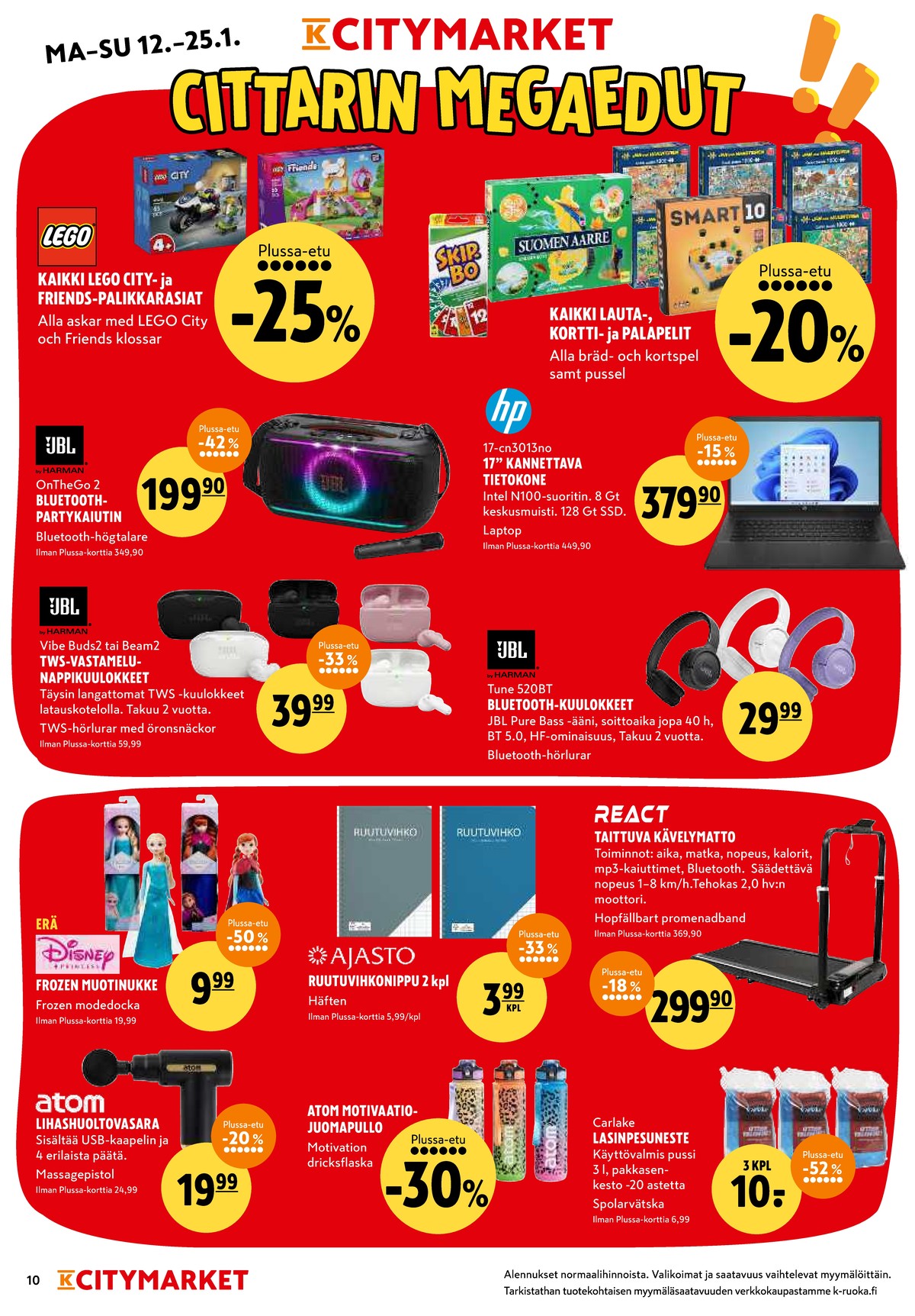 Katso ketjun K-Citymarket tarjouslehti viikolta 3 sivustolla Viikkotarjoukset.fi. Löydät monia hyviä tarjouksia erilaisista tuotteista, esimerkiksi lihasrentouttajat atom tai vihkot ajasto. Lue tarjouslehti täältä! Sivu 10