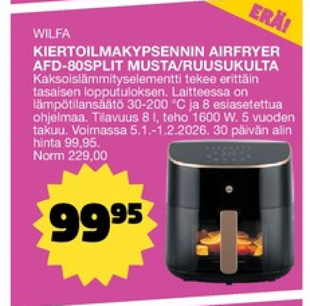 Tarjoukset ja hintavertailu haulla Wilfa, , Airfryer 0.000 kpl 1 kappale €99.95