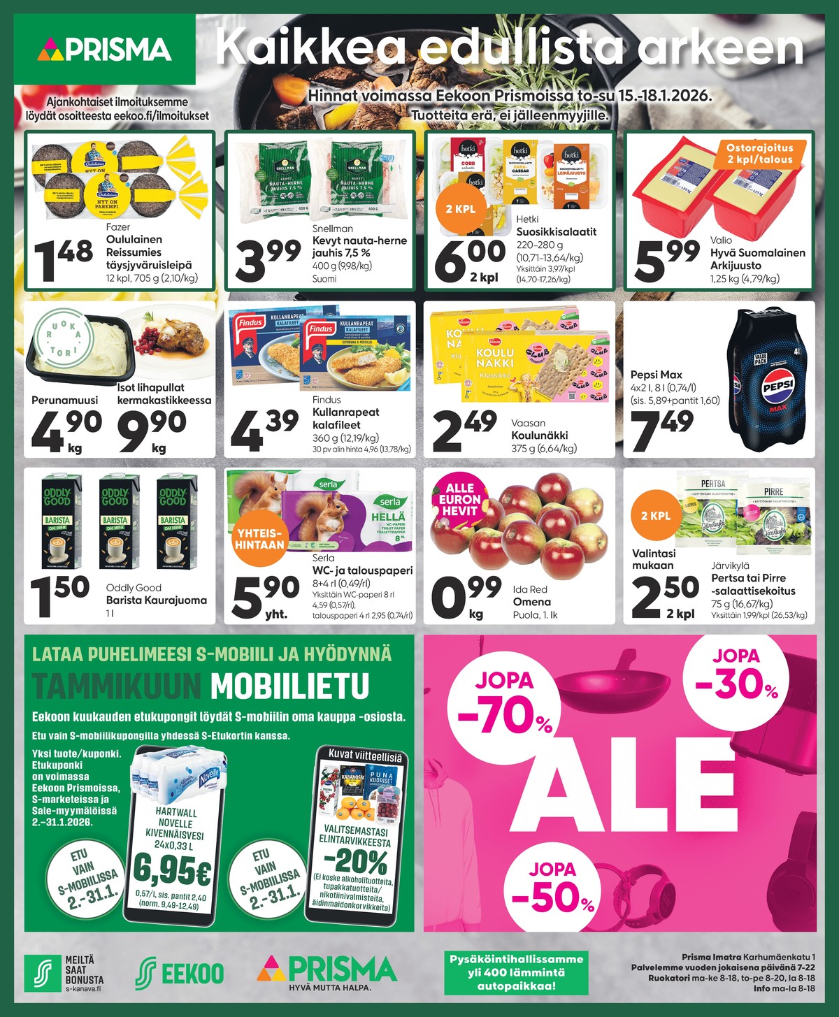 Katso ketjun Prisma region tarjouslehti viikolta 3 sivustolla Viikkotarjoukset.fi. Löydät monia hyviä tarjouksia erilaisista tuotteista. Lue tarjouslehti täältä! Sivu 1