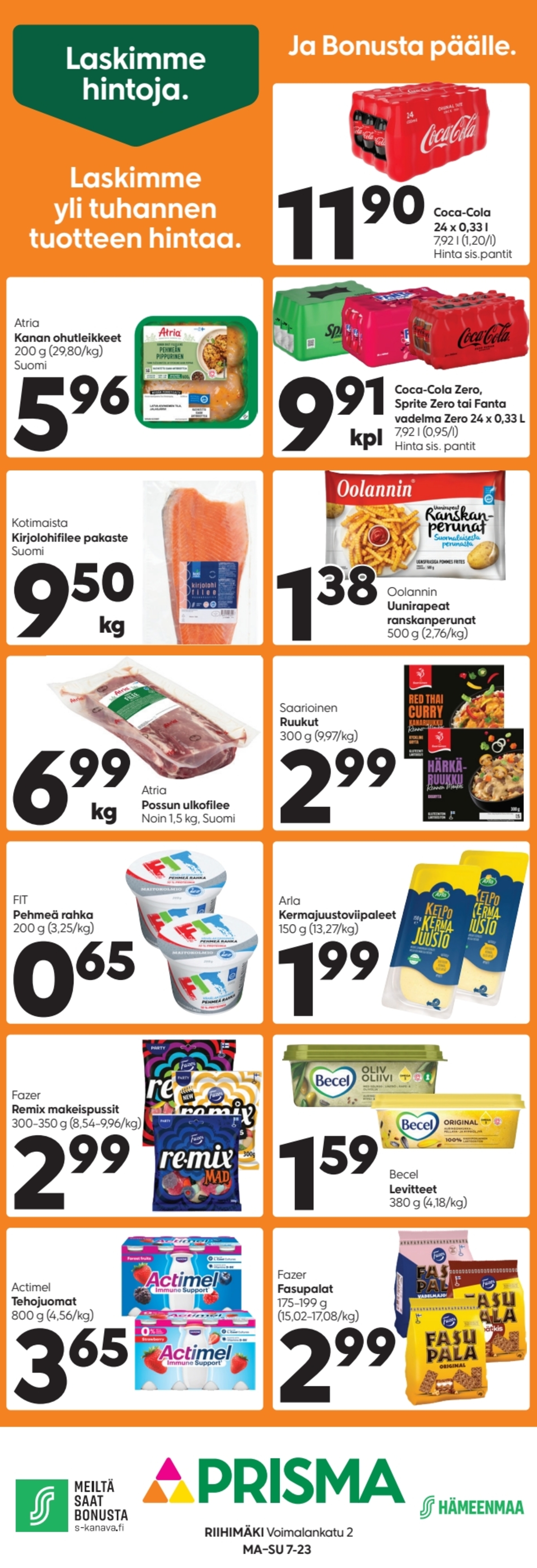 Katso ketjun Prisma region tarjouslehti viikolta 3 sivustolla Viikkotarjoukset.fi. Löydät monia hyviä tarjouksia erilaisista tuotteista. Lue tarjouslehti täältä! Sivu 1