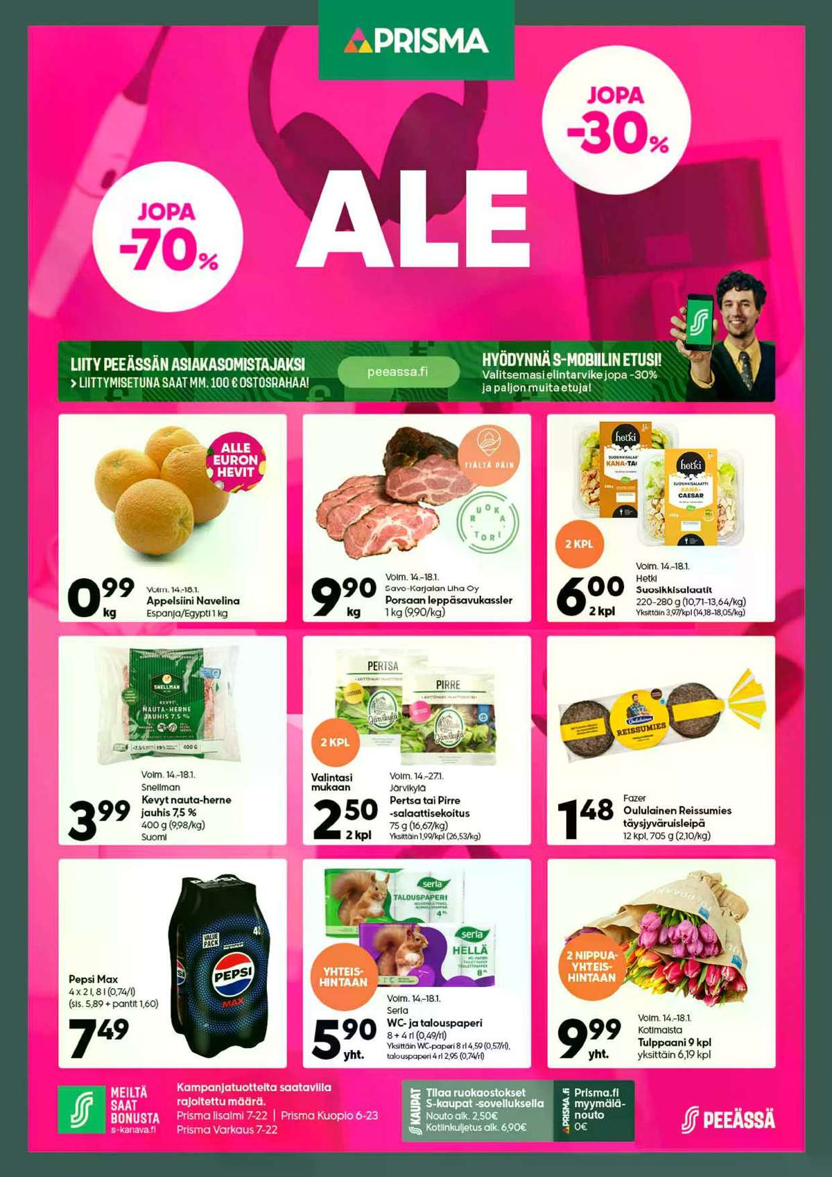 Katso ketjun Prisma region tarjouslehti viikolta 3 sivustolla Viikkotarjoukset.fi. Löydät monia hyviä tarjouksia erilaisista tuotteista. Lue tarjouslehti täältä! Sivu 1