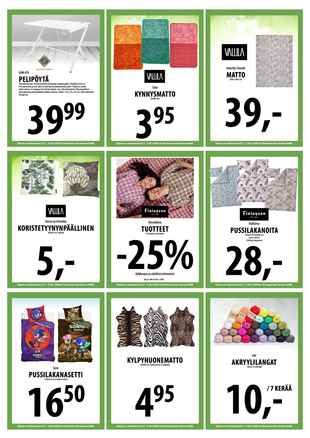 Katso ketjun Keskinen tarjouslehti viikolta 30 sivustolla Viikkotarjoukset.fi. Löydät monia hyviä tarjouksia erilaisista tuotteista. Lue tarjouslehti täältä! Sivu 18