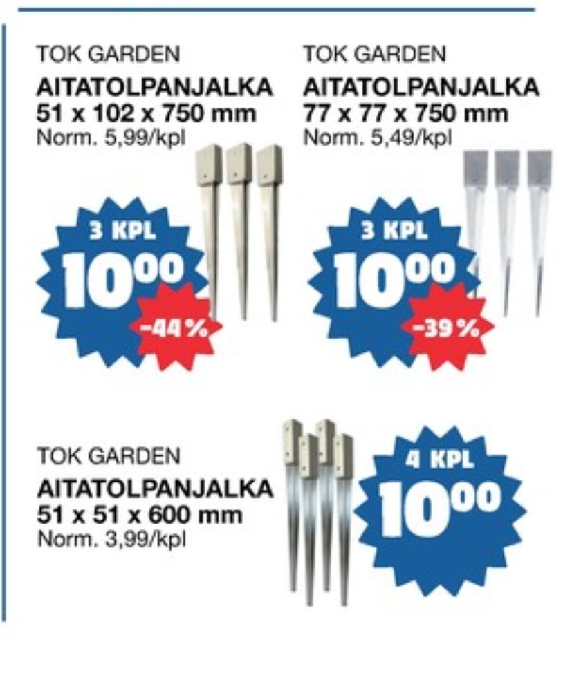 Tarjoukset ja hintavertailu haulla TOK Garden, , Aitatolpan jalat 0.000 kpl 3 kappale €10.00