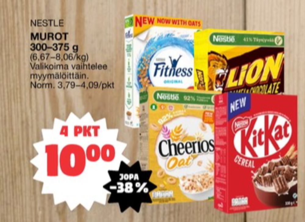 Tarjoukset ja hintavertailu haulla Lion, , Aamiaistuotteet 0.300 kg 4 paketti(a) €10.00