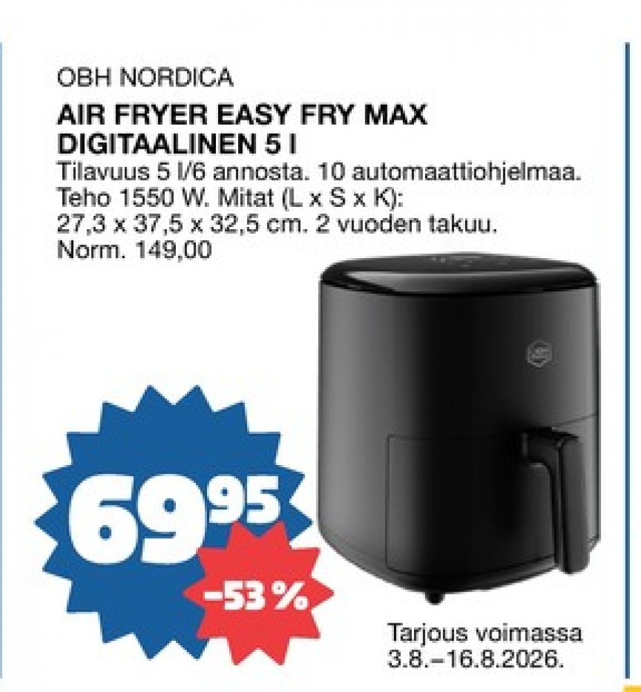 Tarjoukset ja hintavertailu haulla Wilfa, , Airfryer 0.000 kpl 1 kappale €69.95