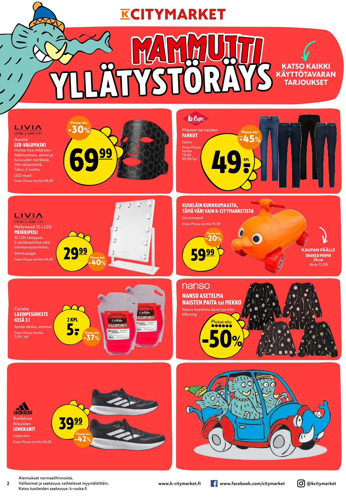 Katso ketjun K-Citymarket tarjouslehti viikolta 33 sivustolla Viikkotarjoukset.fi. Löydät monia hyviä tarjouksia erilaisista tuotteista. Lue tarjouslehti täältä! Sivu 2