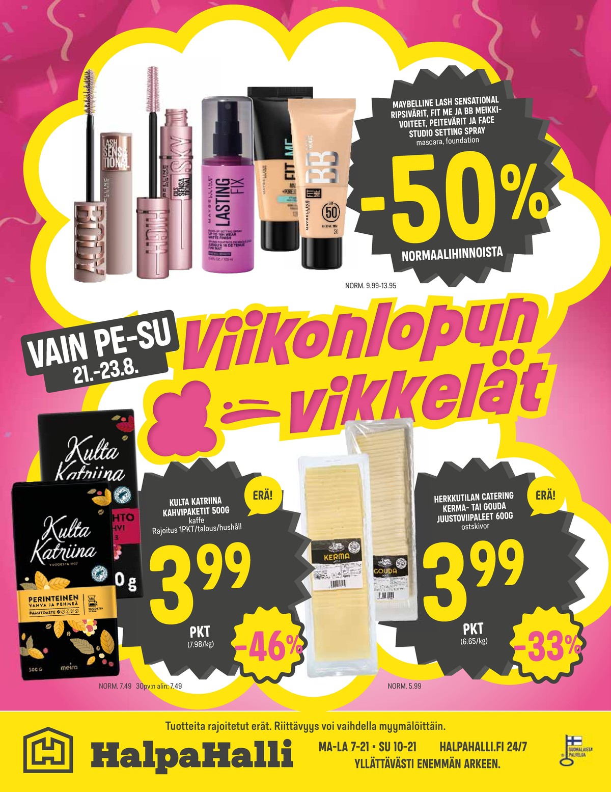 Katso ketjun Halpa Halli tarjouslehti viikolta 34 sivustolla Viikkotarjoukset.fi. Löydät monia hyviä tarjouksia erilaisista tuotteista. Lue tarjouslehti täältä! Sivu 12