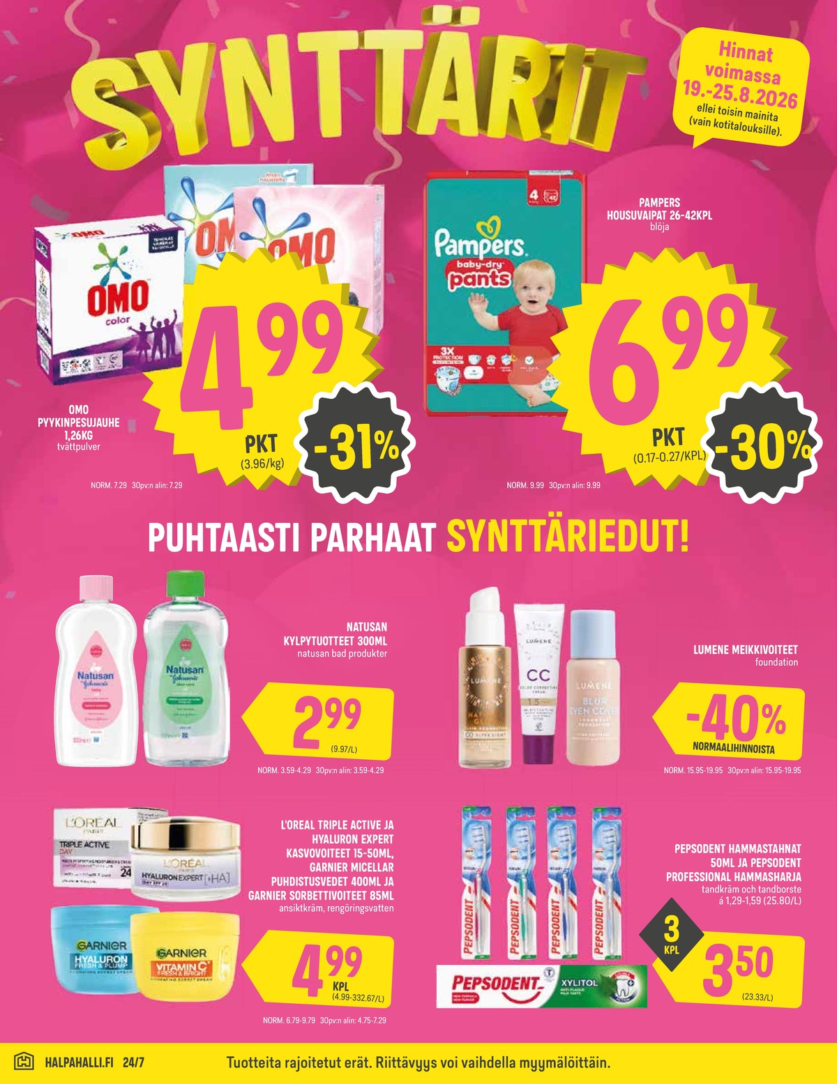 Katso ketjun Halpa Halli tarjouslehti viikolta 34 sivustolla Viikkotarjoukset.fi. Löydät monia hyviä tarjouksia erilaisista tuotteista, esimerkiksi %product1% tai muista tuotteista. Lue tarjouslehti täältä! Sivu 4
