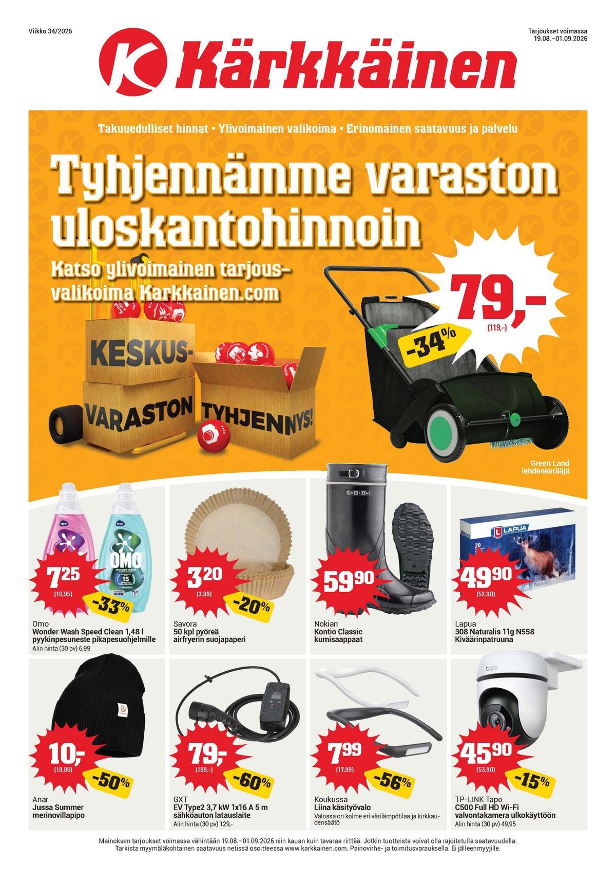 Katso ketjun Kärkkäinen tarjouslehti viikolta 35 sivustolla Viikkotarjoukset.fi. Löydät monia hyviä tarjouksia erilaisista tuotteista. Lue tarjouslehti täältä! Sivu 1
