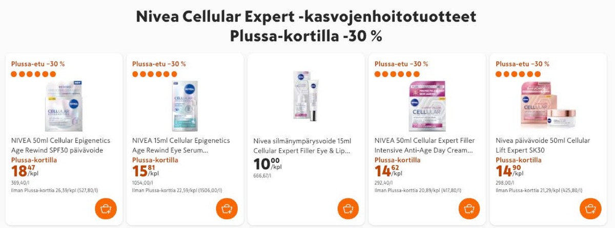 Katso ketjun K-Citymarket tarjouslehti viikolta 35 sivustolla Viikkotarjoukset.fi. Löydät monia hyviä tarjouksia erilaisista tuotteista, esimerkiksi kasvovoiteet cellular tai silmänympärysvoiteet cellular. Lue tarjouslehti täältä! Sivu 11
