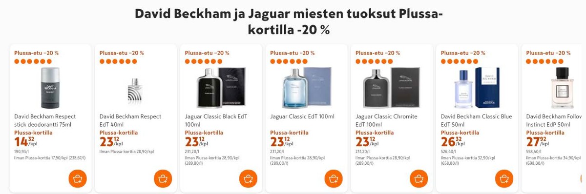 Katso ketjun K-Citymarket tarjouslehti viikolta 35 sivustolla Viikkotarjoukset.fi. Löydät monia hyviä tarjouksia erilaisista tuotteista, esimerkiksi deo-stick david beckham tai eau de toilette david beckham. Lue tarjouslehti täältä! Sivu 14