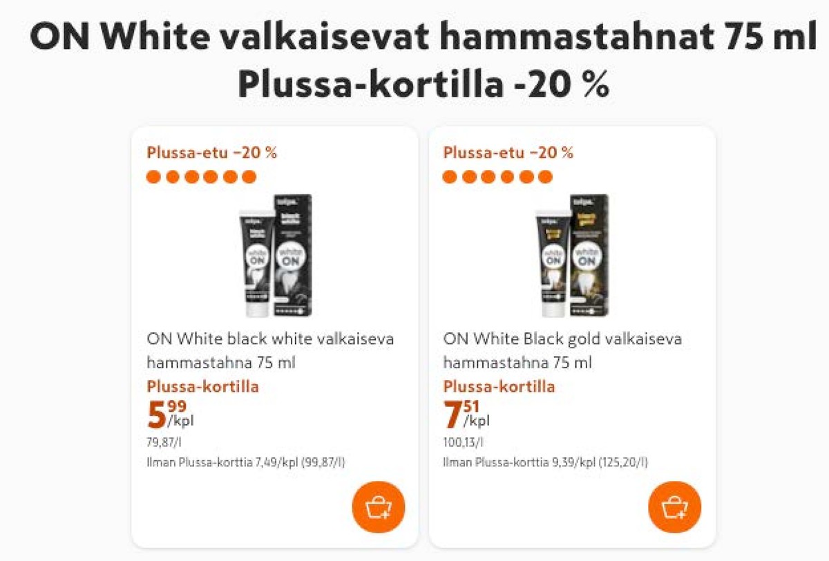 Katso ketjun K-Citymarket tarjouslehti viikolta 35 sivustolla Viikkotarjoukset.fi. Löydät monia hyviä tarjouksia erilaisista tuotteista, esimerkiksi hammastahnat on white tai hammastahnat on white. Lue tarjouslehti täältä! Sivu 15