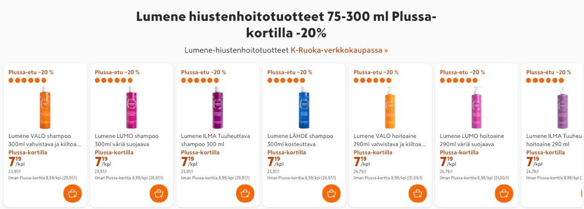 Katso ketjun K-Citymarket tarjouslehti viikolta 35 sivustolla Viikkotarjoukset.fi. Löydät monia hyviä tarjouksia erilaisista tuotteista, esimerkiksi shampoot valo tai shampoot lumene. Lue tarjouslehti täältä! Sivu 5
