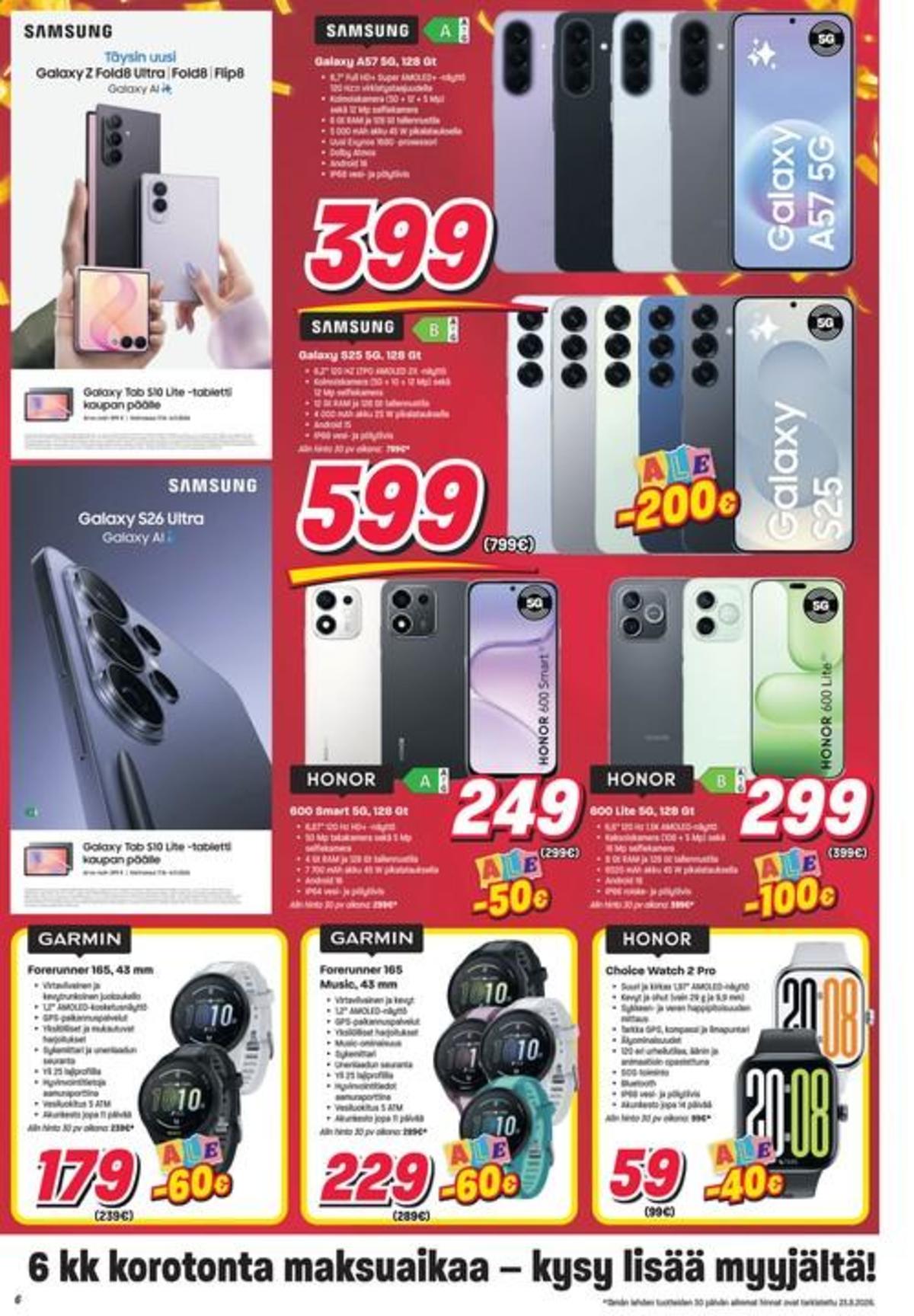 Katso ketjun Veikon Kone tarjouslehti viikolta 35 sivustolla Viikkotarjoukset.fi. Löydät monia hyviä tarjouksia erilaisista tuotteista, esimerkiksi smartphone samsung galaxy a57 tai smartphone samsung galaxy s25 fe. Lue tarjouslehti täältä! Sivu 6