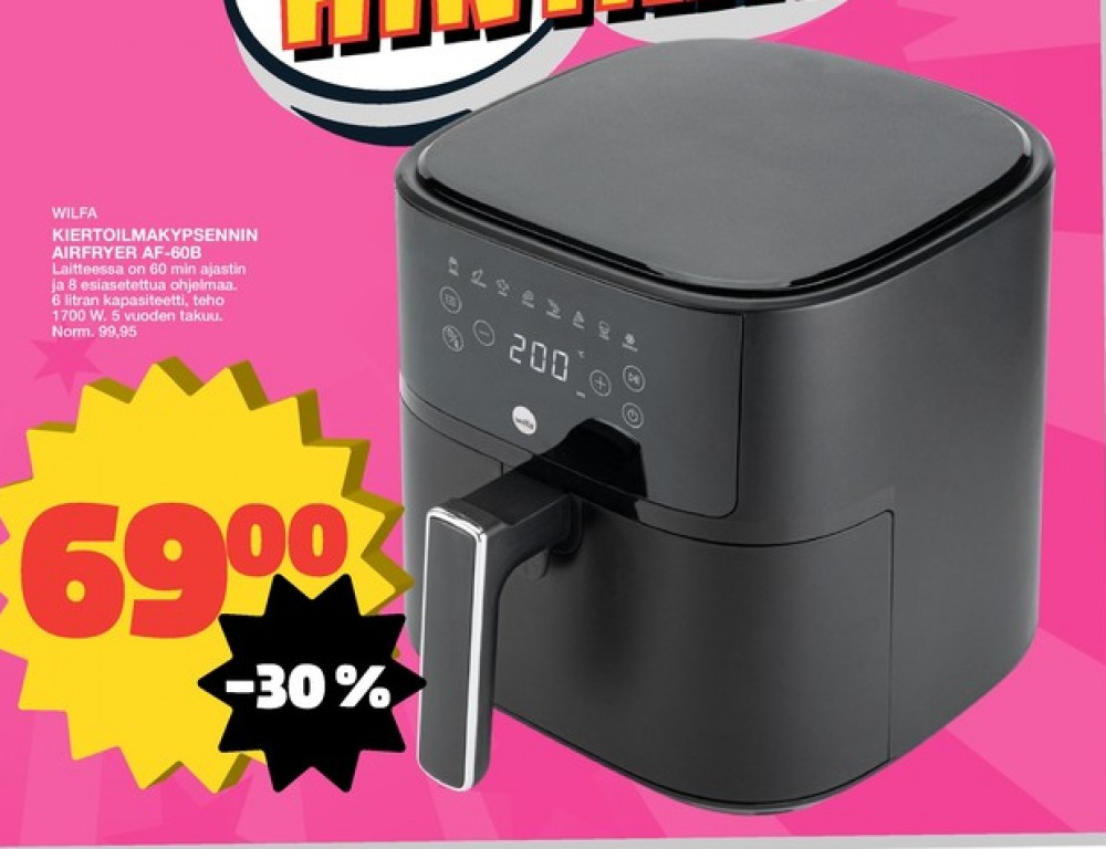 Tarjoukset ja hintavertailu haulla Wilfa, , Airfryer 0.000 kpl 1 kappale €69.00