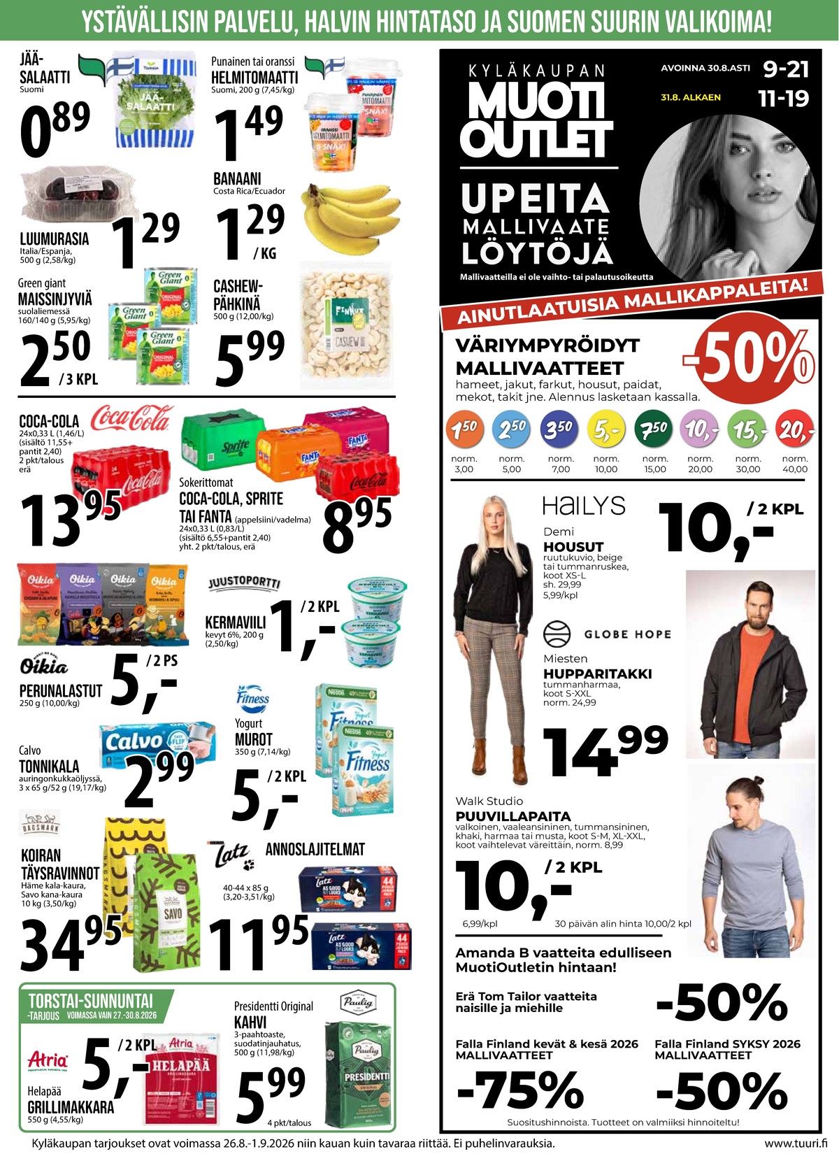 Katso ketjun Keskinen tarjouslehti viikolta 35 sivustolla Viikkotarjoukset.fi. Löydät monia hyviä tarjouksia erilaisista tuotteista. Lue tarjouslehti täältä! Sivu 7