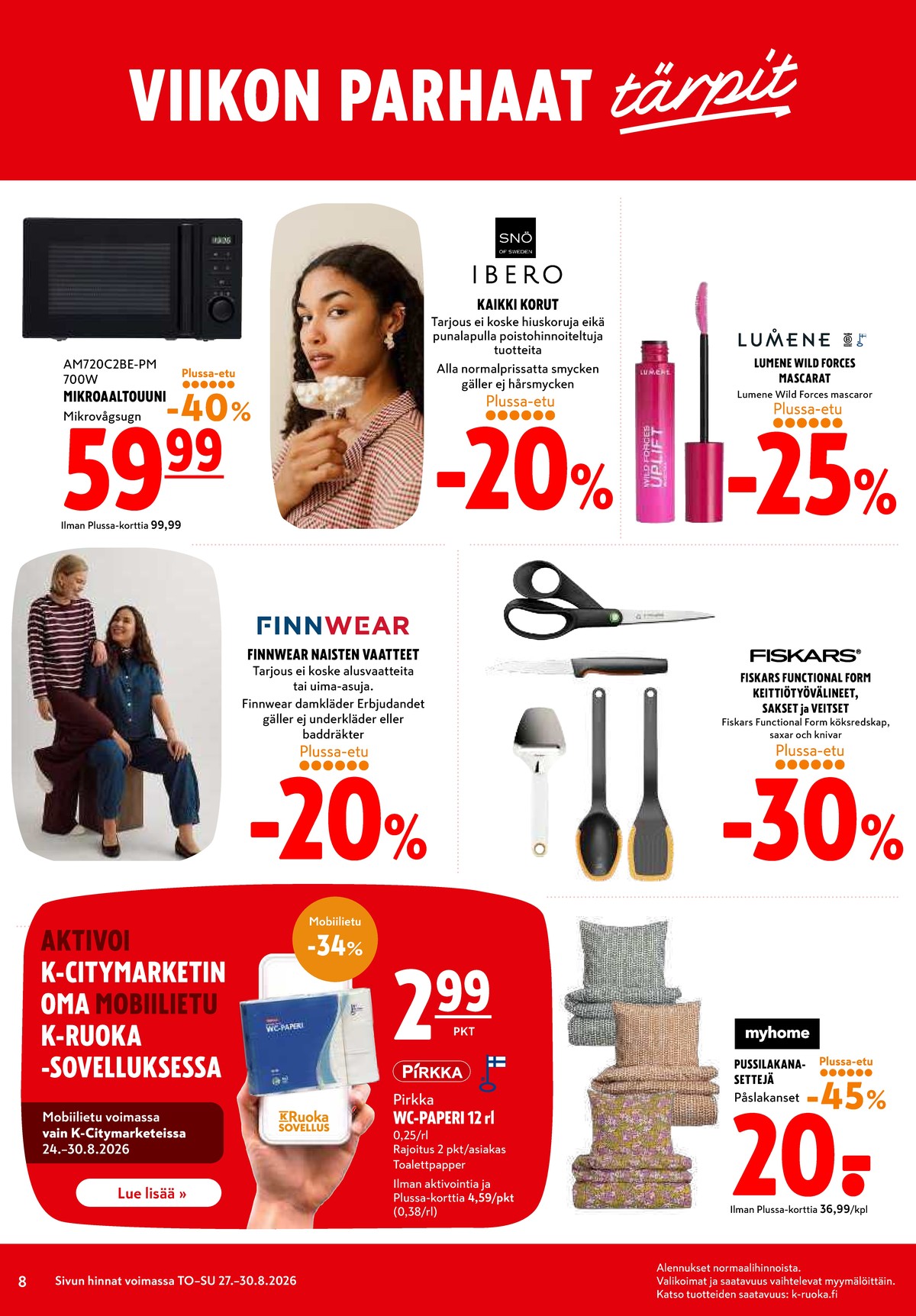 Katso ketjun K-Citymarket tarjouslehti viikolta 35 sivustolla Viikkotarjoukset.fi. Löydät monia hyviä tarjouksia erilaisista tuotteista. Lue tarjouslehti täältä! Sivu 8