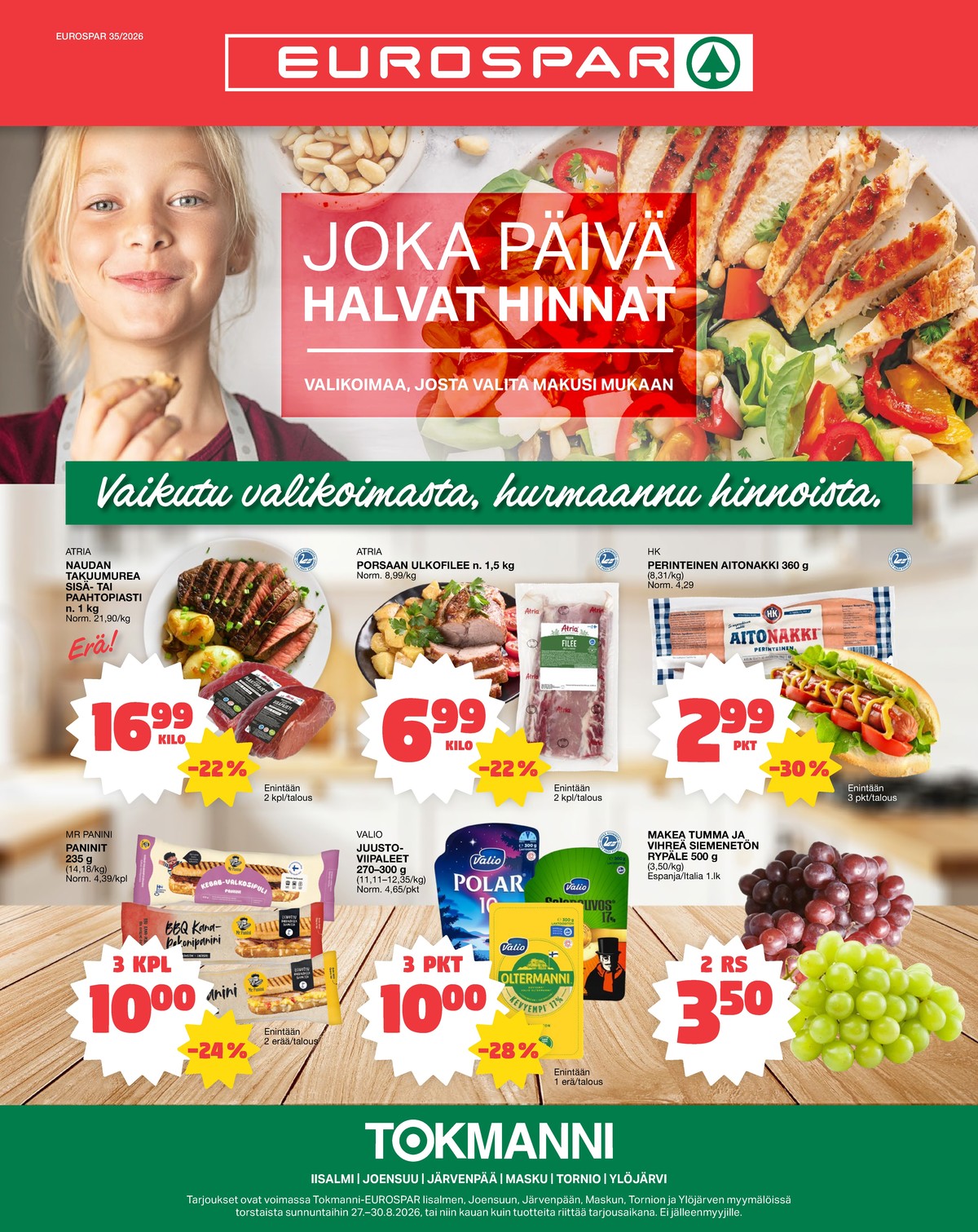 Katso ketjun Tokmanni tarjouslehti viikolta 35 sivustolla Viikkotarjoukset.fi. Löydät monia hyviä tarjouksia erilaisista tuotteista. Lue tarjouslehti täältä! Sivu 1
