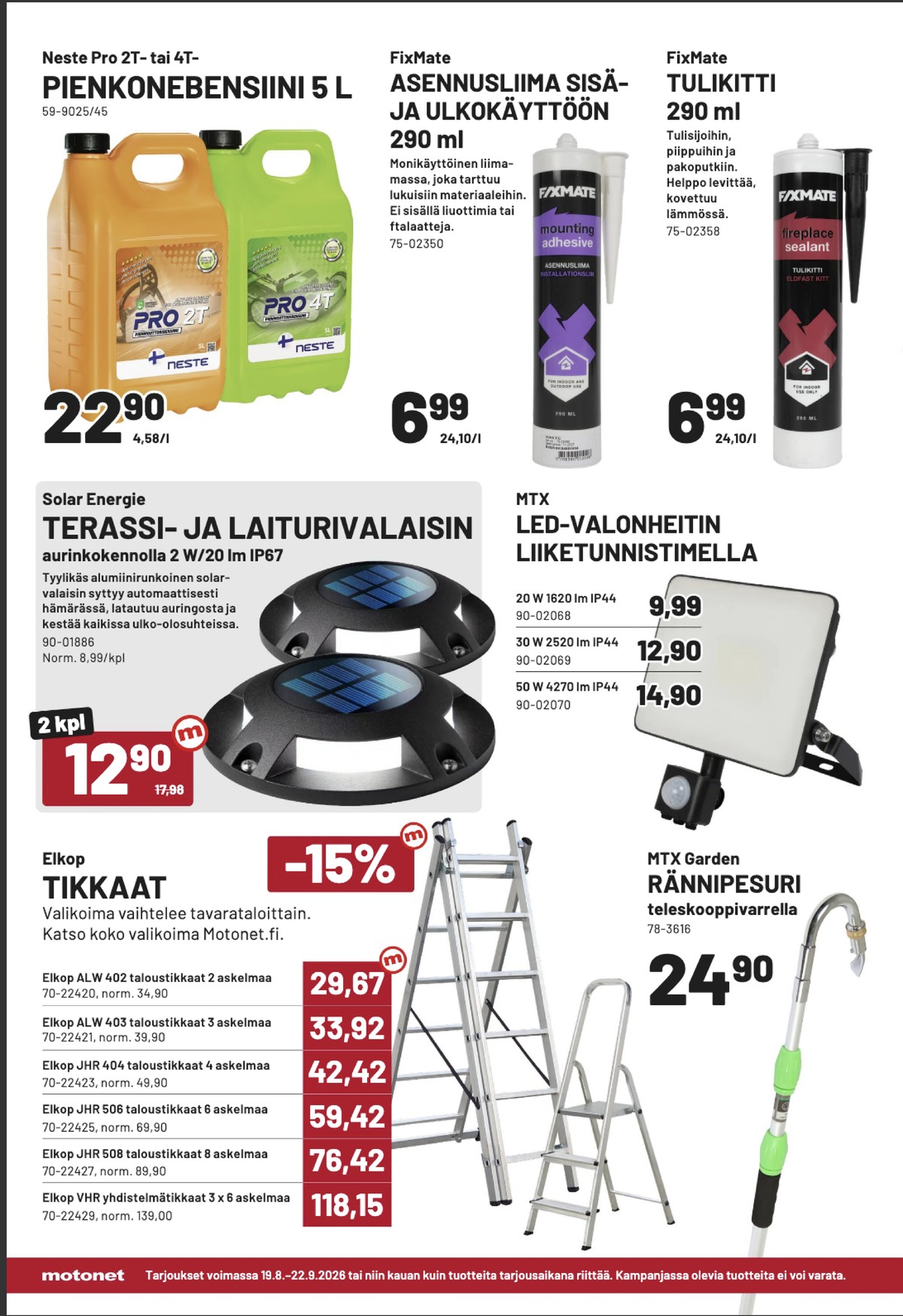 Katso ketjun Motonet tarjouslehti viikolta 36 sivustolla Viikkotarjoukset.fi. Löydät monia hyviä tarjouksia erilaisista tuotteista. Lue tarjouslehti täältä! Sivu 12