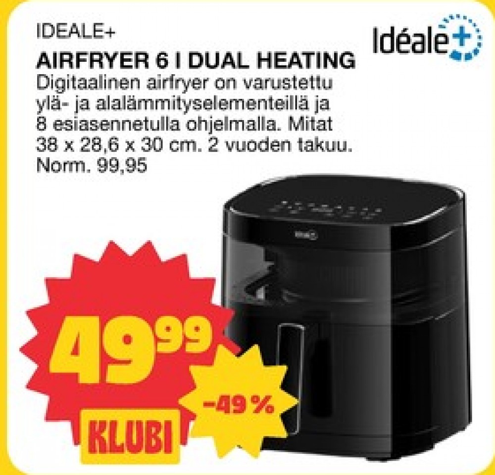 Tarjoukset ja hintavertailu haulla Ideale, , Airfryer 0.000 kpl 1 kappale €49.99