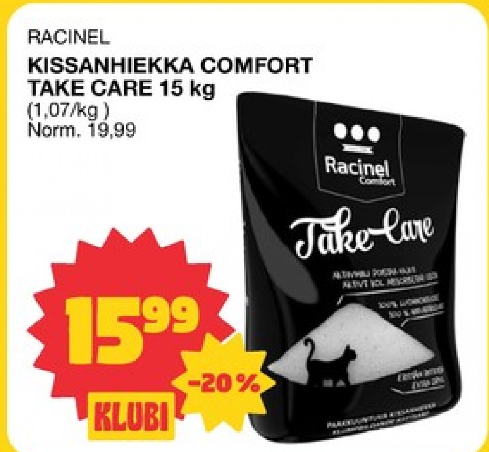 Tarjoukset ja hintavertailu haulla Racinel, , Kissanhiekka 15.000 kg 1 Pussi €15.99