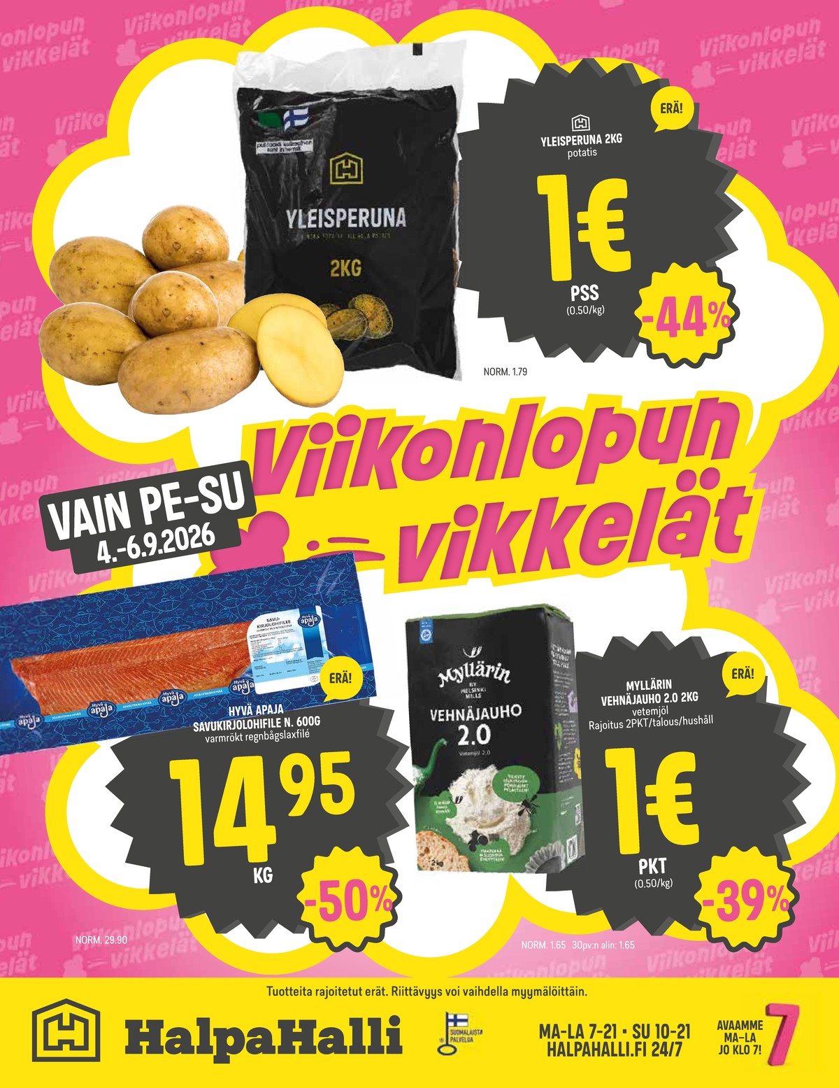 Katso ketjun Halpa Halli tarjouslehti viikolta 36 sivustolla Viikkotarjoukset.fi. Löydät monia hyviä tarjouksia erilaisista tuotteista. Lue tarjouslehti täältä! Sivu 12