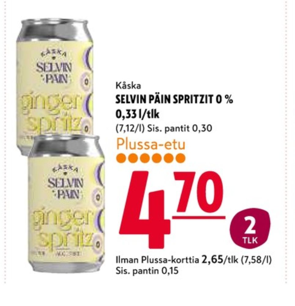 Tarjoukset ja hintavertailu haulla Kåska, , Alkoholittomat lonkerot 0.330 l 2 Tölkki(ä) €4.70