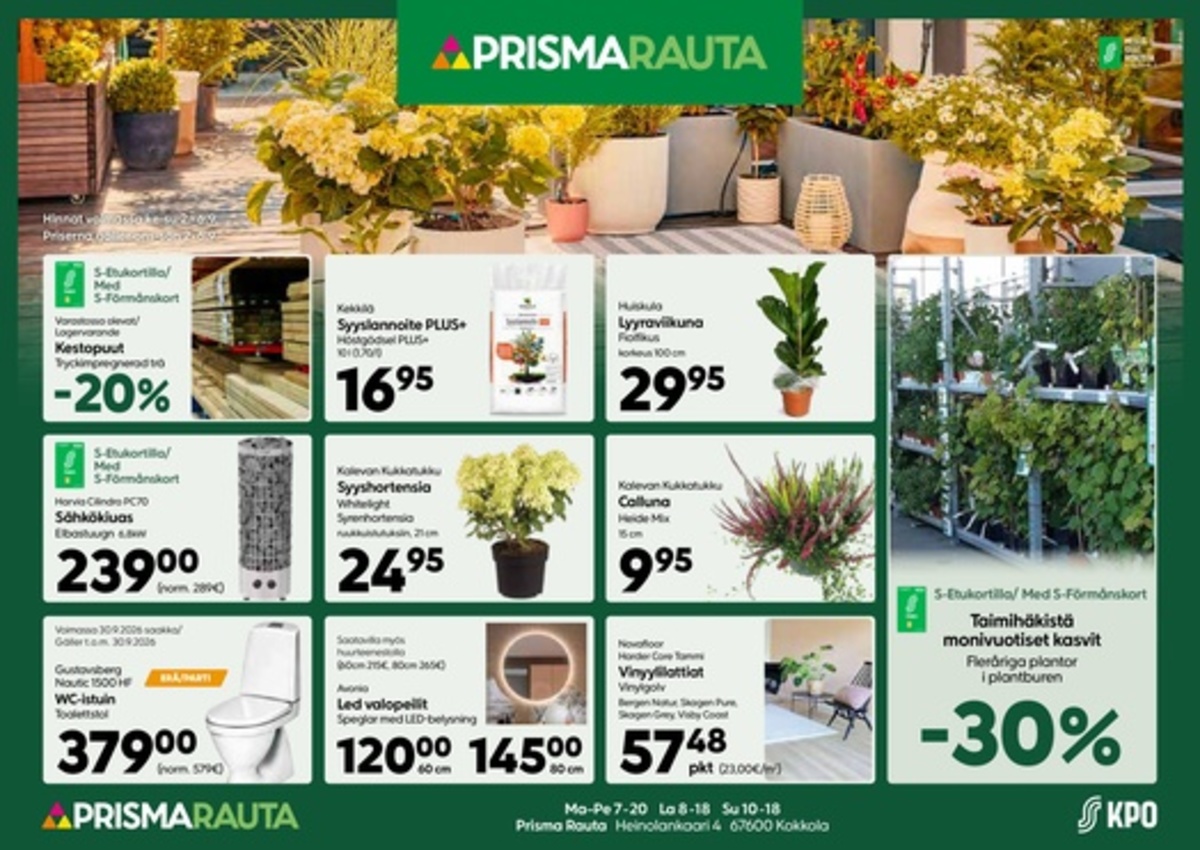 Katso ketjun Prisma region tarjouslehti viikolta 36 sivustolla Viikkotarjoukset.fi. Löydät monia hyviä tarjouksia erilaisista tuotteista. Lue tarjouslehti täältä! Sivu 1