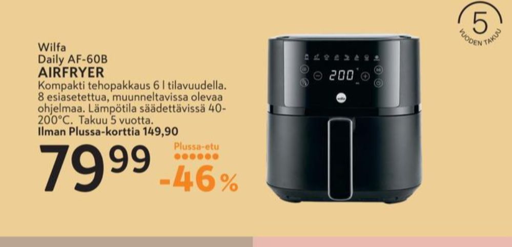 Tarjoukset ja hintavertailu haulla Wilfa, , Airfryer 0.000 kpl 1 kappale €79.99